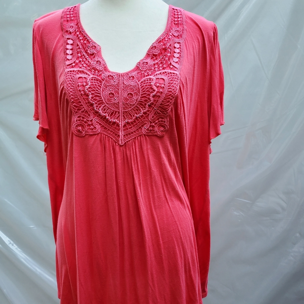 Live and let live short sleeve blouse, 2X